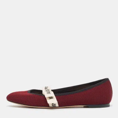 Pre-owned Dior Burgundy Technical Fabric J'a Ballet Flats Size 37