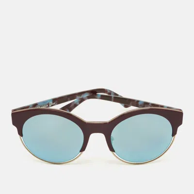 Pre-owned Dior Burgundy/grey Gradient Sideral 1 Round Sunglasses