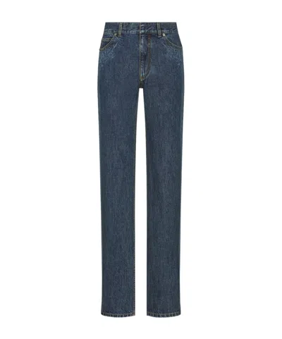 Dior Butterfly Embroidered Jeans In Blue