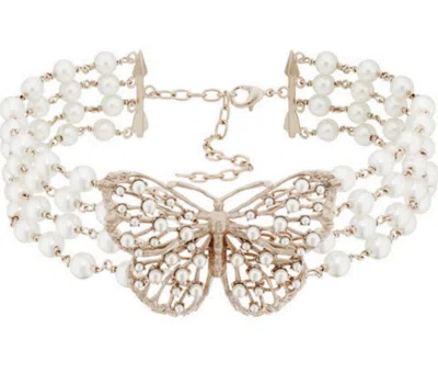 Dior Butterfly Pattern Necklace In White