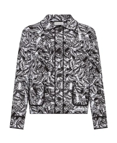 Dior Butterfly Pattern Short Casual Jacket In Black