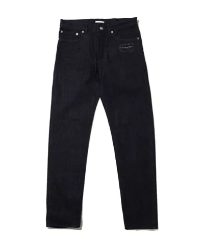 Dior Button Denim Trousers In Black