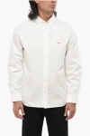 Dior Button-down Collar Poplin Cotton Shirt With Embroidered Logo In White
