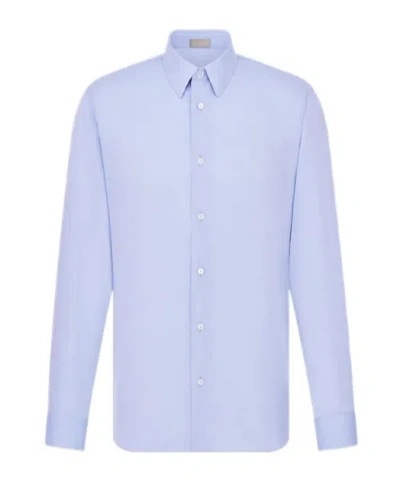Dior Button Long-sleeved Shirt In Blue