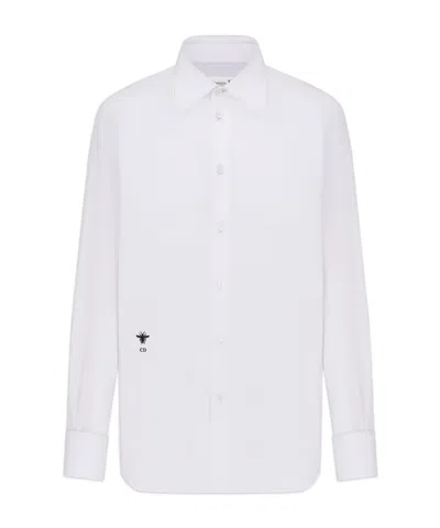 DIOR CHRISTIAN DIOR LOGO EMBROIDERED BUTTON-UP BLOUSE