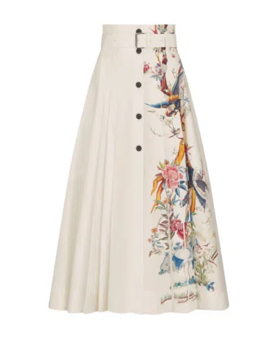 Dior Button Mid-length Skirt In White