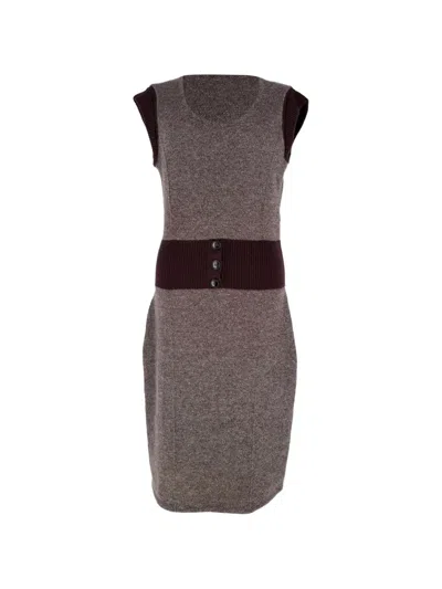 Pre-owned Dior Button-detail Knit Dress In Brown
