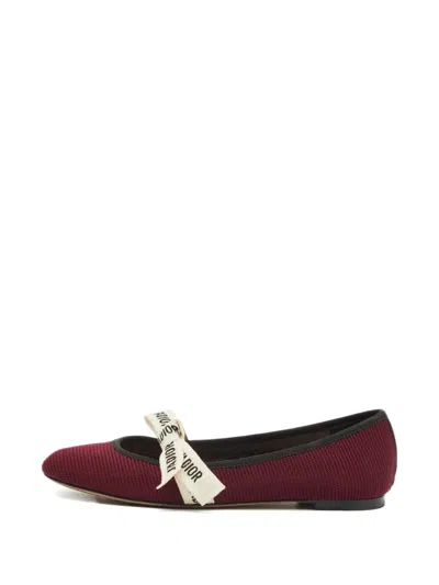 Pre-owned Dior Bw-embellishment Ballet Flats In Red