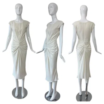 Pre-owned Dior By John Galliano 2008 Vintage Off-white Ruched Grecian Dress Bride Bridal In Gray