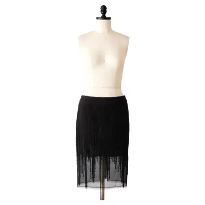 Pre-owned Dior By John Galliano Fw2006 Dripping Tweed Midi Pencil Skirt (m) In Black