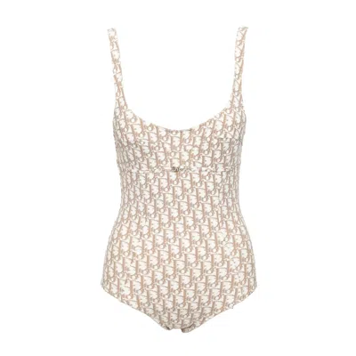 Pre-owned Dior By John Galliano Monogram Bodysuit - '00s In Sand