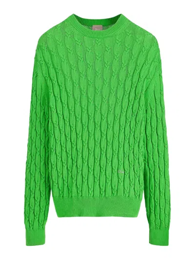 Dior Cable Knit Cotton Sweater In Gray