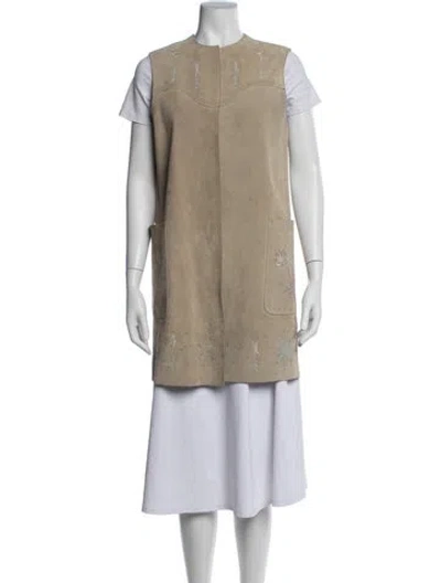 Pre-owned Dior Calf Leather Graphic Print Vest In Neutrals
