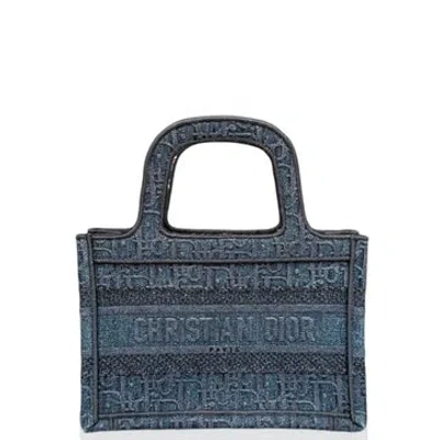 Pre-owned Dior Calfskin Book Tote Mini In Blue