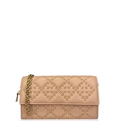 Pre-owned Dior Calfskin Continental Wallet In Brown