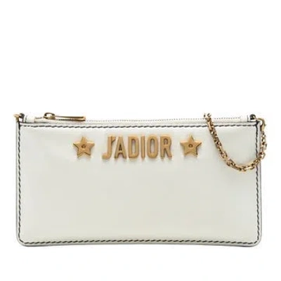 Pre-owned Dior Calfskin Ja Croisiere Chain Pouch In White
