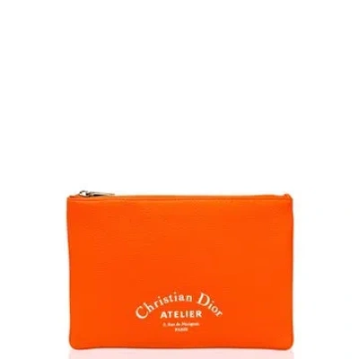 Pre-owned Dior Calfskin Pouch In Orange