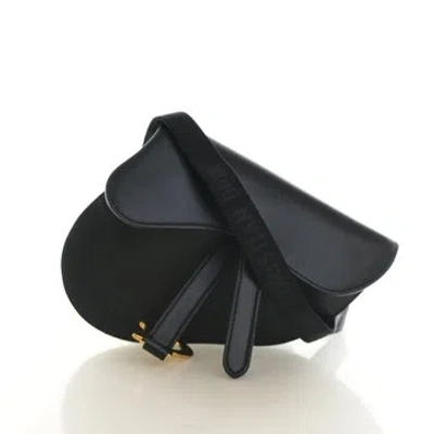Pre-owned Dior Calfskin Saddle Belt Bag In Black
