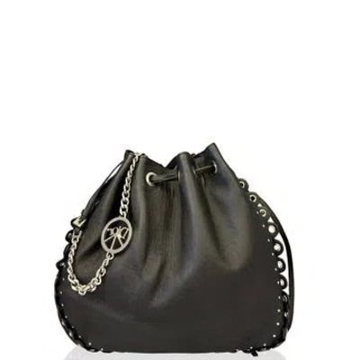 Pre-owned Dior Calfskin Studded Bucket In Black