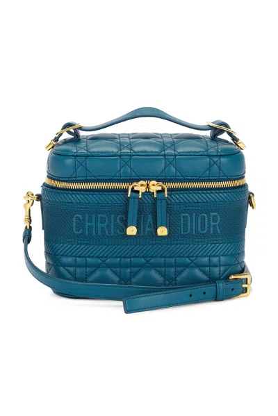 Pre-owned Dior Calfskin Vanity Shoulder Bag In Blue