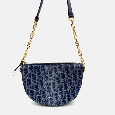 Pre-owned Dior Callisto Cd Oblique Blue Denim Bag