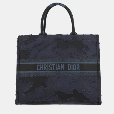 Pre-owned Dior Camouflage Book Tote Navy/black Canvas Size Large