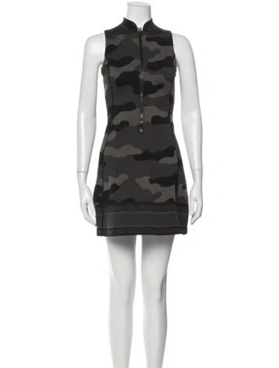 Pre-owned Dior Camouflage Print Mini Dress In Gray