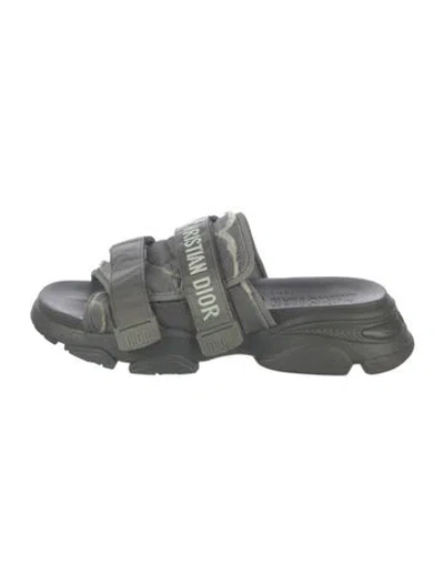 Pre-owned Dior Camouflage Print Slides In Grey