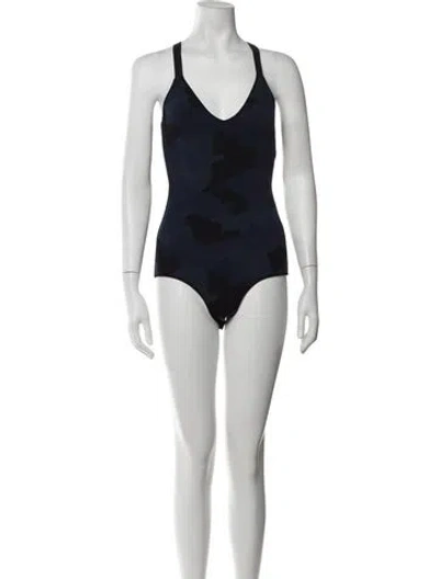 Pre-owned Dior Camouflage Print V-neck Bodysuit In Black