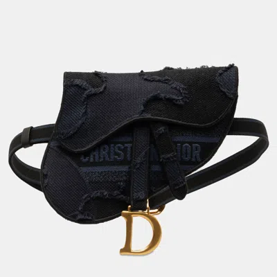Pre-owned Dior Camouflage Saddle Belt Bag In Blue