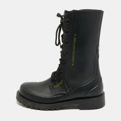 Pre-owned Dior Camp Size 38 Black Rubber And Fabric Mid Calf Boots