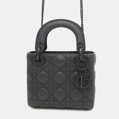 Pre-owned Dior Canage 2way Handbag Black Ultra Matt Calf Leather Size Mini