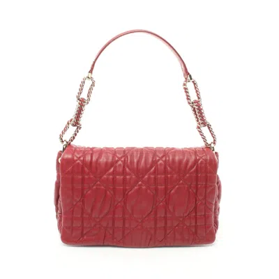Dior Canage Chain Shoulder Bag Leather Red
