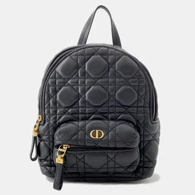 Pre-owned Dior Cannage Backpack Black Lambskin Size Mini