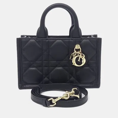 Pre-owned Dior Cannage Book Tote Bag Mini In Black