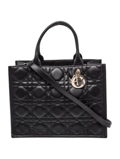 Pre-owned Dior Cannage Book Tote Large In Black