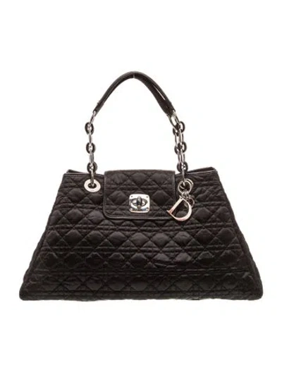 Pre-owned Dior Cannage Cannage Charming Lock Tote Large In Black