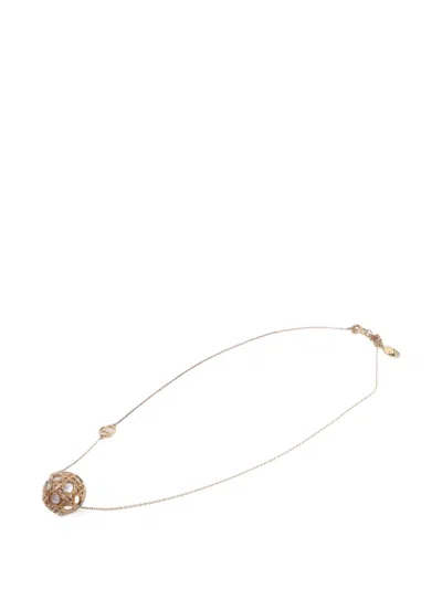 Pre-owned Dior Cannage Cd Necklace In Gold