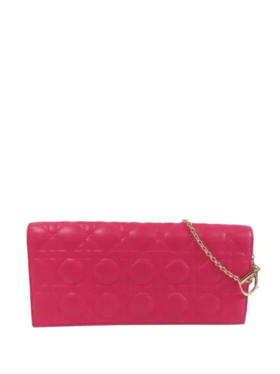 Pre-owned Dior Cannage Chain Shoulder Bag In Pink