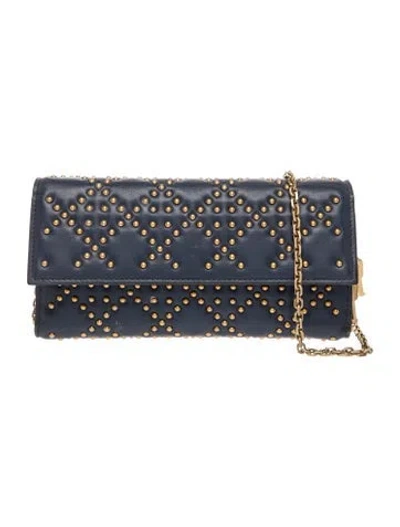 Pre-owned Dior Cannage Clutch In Blue