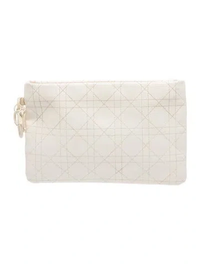 Pre-owned Dior Cannage Clutch In Neutral