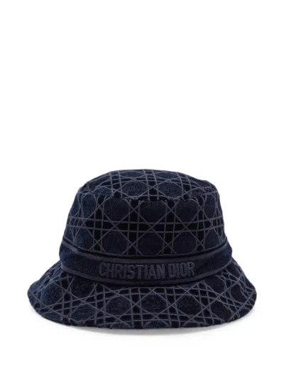 Pre-owned Dior Cannage D-bobby Bucket Hat In Blue