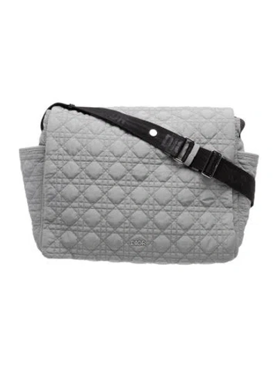 Pre-owned Dior Babies' Cannage Diaper Bag In Grey