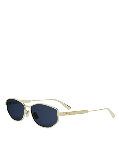 Dior Cannage B1u Geometrical Sunglasses, 57mm In Gold/blue