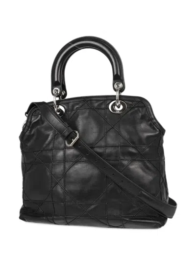 Pre-owned Dior Cannage Granville Tote Bag In Black