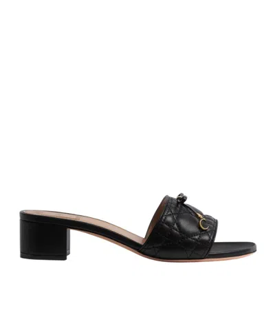 Dior Cannage Heeled Slide In Black
