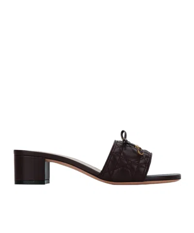 Dior Cannage High-heeled Sandals In Brown