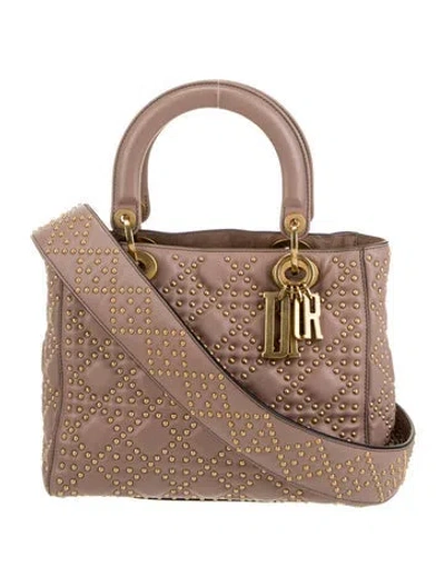 Pre-owned Dior Cannage Lady  Medium In Pink