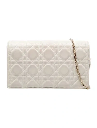 Pre-owned Dior Cannage Lady  Pouch In Neutral