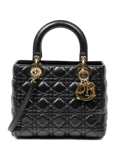 Pre-owned Dior Cannage Lady  Tote Bag In Black